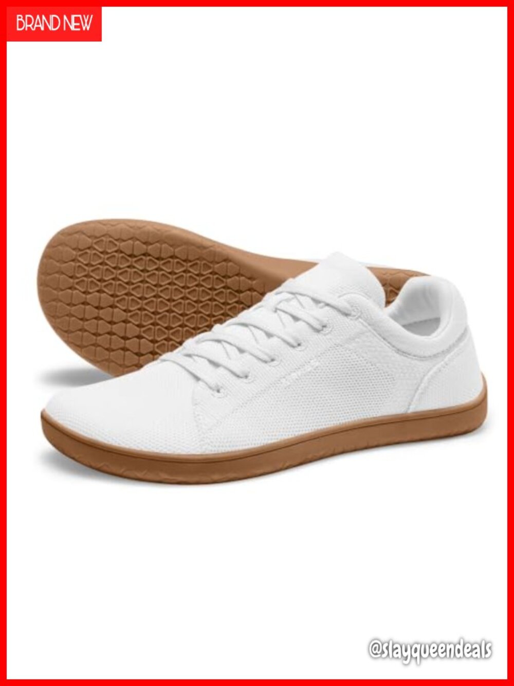Womens Minimalist Barefoot Zero Drop Shoes Wide Toe Box Knit Lace-Up Sneakers